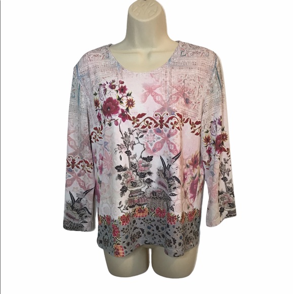 Crossing Pointe Tops - Crossing Pointe Vtg Cherry Blossom Blouse Medium